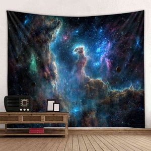 Universo Spazio Nebulosa Grande arte Tappeto da parete Rivestimento stampato Psichedelico Appeso Telo mare Mandala Coperta sottile Yoga J220804