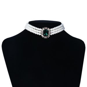 Chokers pärlhalsband för kvinnor och örhänge set krage kristallpärla pendelparty brud smycken halsbandskokare