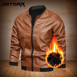 Winter Thick Leather Jackets Men Street Motorcycle Jacket Autumn Windproof Warm Jacket Men Fashion Solid Color Outfit L220801