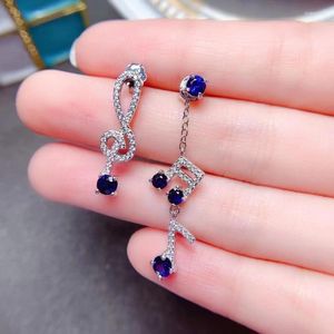 Stud Fashion Natural Sapphire Style Musical Note Earrings S925 Sterling Silver Fine Charm Girl Jewelry MeiBaPJStud Kirs22
