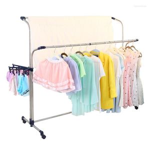 Laundry Bags Length Width Adjusting Balcony Clothes Rack Outdoor Sheet Blanket Quilt Drying With Wheels Sock Hanger Clips DQ0812