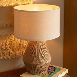 Table Lamps Vintage Handkite Rattan Twine Led Lamp Living Room Bedroom Bedside Fabric Decorative Lampshade Desk LightsTable