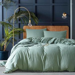 Sängkläder set Offworld Set Bed Nordic Cover Solid Color Däcke Cover Bedroom Comporter Three-Piece Quilt Sheet