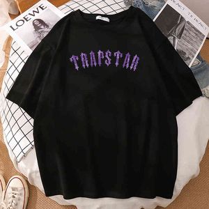 Purple Trapstar Art of War Paisley Sticker Printing Men t Shirt High Street Casual Short Sleeve Fashion Loose O-neck Man T-shirt