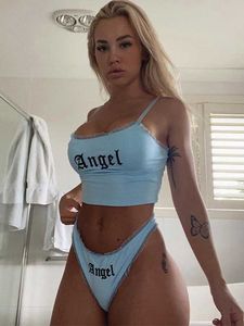 Women's Tracksuits Lovely Lace Angel 2 Pieces Sets Sexy Crop Top and Shorts Sets Underpants Two Piece Set Female Beach Outfit