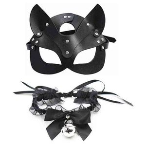 Erotyczne kobiety seksowna maska pół oczu Cosplay twarz kot skórzana maska impreza z okazji Halloween Cosplay maska bal maskowy fantazyjne maski L220711