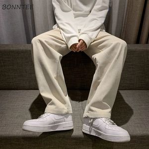 Casual Pants Men corduroy chic ins mode koreansk rak hög midja streetwear alla matchar student lös hajuku svart mjuk 220524