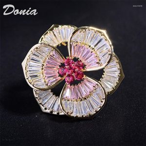 Pins broszki donia biżuteria koreańska cała mikro-set t cyrkon broszka kwiat żeńska moda kolorowy pin high-end prezent SeaU22