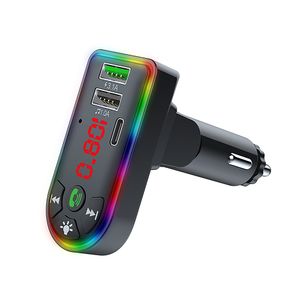 F7 Bluetooth Car Charger Rainbow LEDバックライト12 WOLT MP3 TFカードデュアルUSBドライブFM送信機付き小売パッケージ