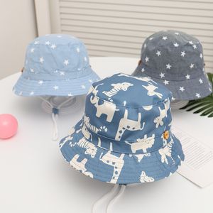 Spring Autumn Thin Cartoon Dinosaur Print Baby Bucket Hat Cotton Fisherman Hats Kids Summer Toddler Boys Girls Panama Sun Cap 1031 E3