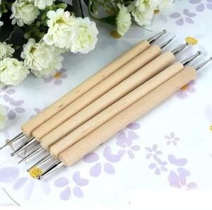 Penna punteggiata in legno DualEnd Wax Dot Tool Penne Set Kit di fornitura di strumenti per unghie dei piedi in legno