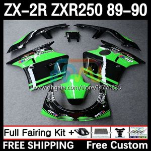 カワサキニンジャZX2R ZXR250 ZX 2R 2 R 2 R R250 ZXR 250 89-98ボディワーク8DH.78 ZX2 R ZX-2R ZXR-250 89 90 ZX-R250 1990 Full Fairings Kit Stock Green