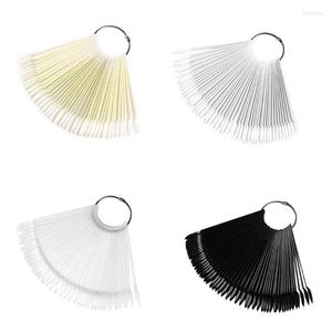 False Nails 50pcs Nail Tips Round Head Iron Ring Fan Color Card Oval Fake Manicure Art Practice Display Design Tools Prud22