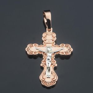 Pendant Necklaces Fashion Jewelry Women Men 585 Rose Gold Color White Cross ChainPendant