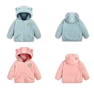 Autumn Girls Coat 2-6 Year Children Cartoon Hooded Outerwear Coral Fleece Jackets Kids Clothing Fashion Baby Boys Warm Jackets J220718