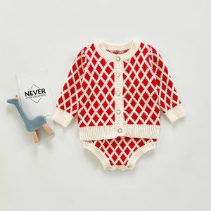 Conjuntos de vestuário Born Baby Sweater Set Knitted Romper Meninas Roupas Algodão Infantil Jumpsuit Outono Criança Macacões