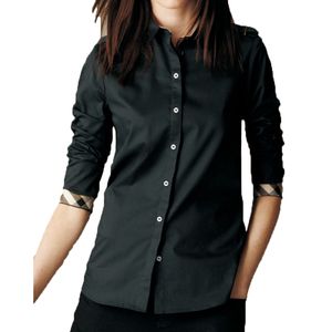 قمصان نسائية مصممة من 22ss بلوزات تي شيرت قماش ناعم بأحرف باريسية ملابس نسائية حقيقية بأكمام طويلة قميص أسود وأبيض مقاس S-XXL