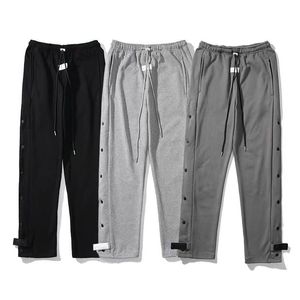 Men Long Pant Sports Trouser Basketball Forked Training Buttons Velcro Drawstring Streetwear Loose Fit Designer Vasity Wear