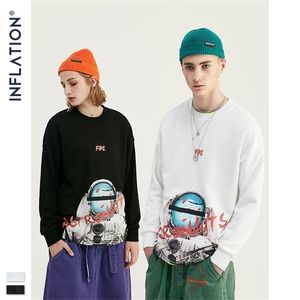 Enflasyon astronotları baskı uzay öğeleri polar ve siyah erkeklerde polar erkek sweatshirt, sokak kıyafetleri erkek sweatshirt lj200826