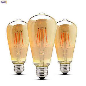 IWHDボンビラLED EDISON BULB E27 4W ST64 LAMPARA VINTAGE RETRO LAMP電球ホームアンプル用グロイランプ工業用装飾H220428