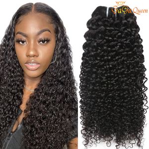 4 Bundles Kinky Curly Virgin Hair Raw Indian Curly Remy Extensões de Cabelo Humano