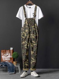 Herrbyxor militär armé kamouflage casual overaller last för män och kvinnor hängslen byxor jumpsuit mode klädsmän