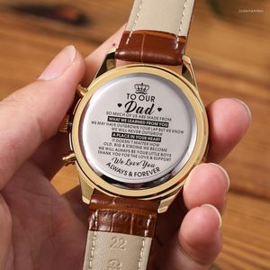 Wristwatches HOW MUCH YOU REALLY CARE - ENGRAVED WATERPROOF WATCH AS DAD'S BIRTHDAY LIFT LUXURY MEN Christmas Presents