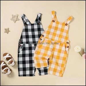 Jumpsuits JumpsuitsRompers Baby Kids Clothing Baby Maternity Girls Boys Plaid Rompers Children Lattice Sling Dhwil