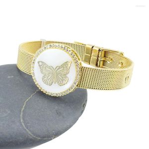 Schmetterling Shell Zirkon Charm Armband Für Frau Mann Mesh Edelstahl Armband Armreif Schmuck Geschenk Link Kette