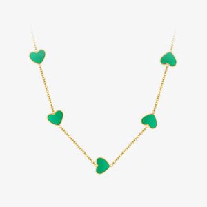 Pendant Necklaces Pink Green Hearts Necklace for Women Gold Color Charms 2023 Stainless Steel Jewelry Gift 220427