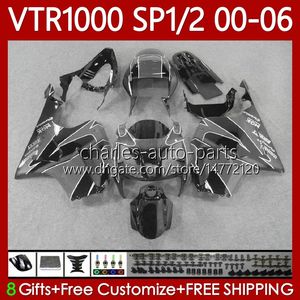 Kit corpo per HONDA VTR1000 RTV1000 RC51 00 01 02 03 04 05 06 Carrozzeria 123No.78 VTR 1000 SP1 Grigio nero SP2 2000 2001 2002 2003 2004 2005 2006 VTR-1000 2000-2006 Carenatura