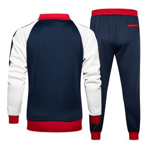 Autumn Tracksuit Men Russian Tracksuit 2 PCS Colorblock Sweat Suits Men Sportkläder Träningskläder Jogging Gymkläder Man 201204