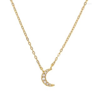 Łańcuchy minimalne minimalistyczne delikatna delikatna srebrna biżuteria 925 Sterling Tiny Moon Charm Gold Vermeil Naszyniacz