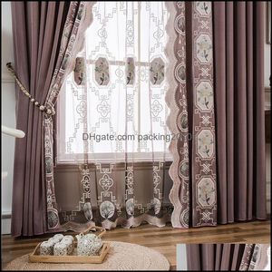 Cortina cortina home deco el suprimentos de jardim cortinas de estilo europeu para sala de jantar quarto quarto bordado de altura bordado Fini Fini