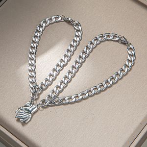 Nuovo magnete Ciondolo a mano Bracciali a catena a maglia cubana per gli amanti Colore argento Hip Hop Punk Rock Coppia in acciaio inossidabile titanio Bracciale magnetico Regali d'amore Gioielli