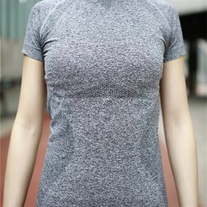 女性のエネルギーシームレスヨガシャツ半袖フィットネスジムトップアクティブワークアウトシャツドライフィットコンプレッションスポーツランニングTSHIRT T200605