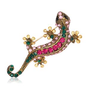 Broches personalizados de lagarto de cristal para mulheres gecko de gecko de gecko de quatro garras corsage pinos de noivado de jóias de jóias