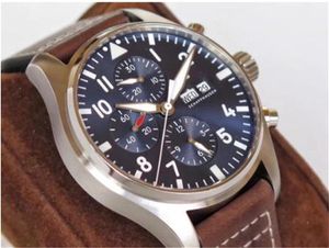 2022 Klassische neue Männer Automatische mechanische Piloten Watch Edelstahl Daydate Sapphire Brown Leder Blaues Zifferblatt Sport Großhandel Handgelenksbeobachter Montre de Luxe T-104