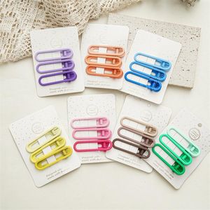 Candy Color Gradient Ramp Hollow Ellipse Triangle Barrettes Women Alloy Plastic Edge Duck Hair Clips Korean 3 Pieces Medium Ponytail Headdress Hairpins