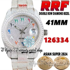 RRF Latest ew126334 A2824 Automatic Mens Watch tw126300 bf126333 Rainbow Arabic Diamond Dial 904L Steel Iced Out Diamonds Bracelet Super Edition eternity Watches