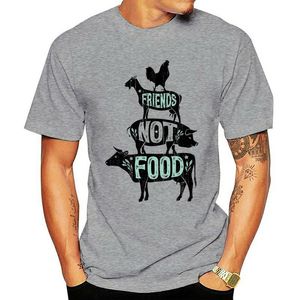 Herren T-Shirts Vegan Shirt Vegetarisch T Geschenk Tierliebhaber Statement T-Shirt Friends Not Food Herren T-Shirt