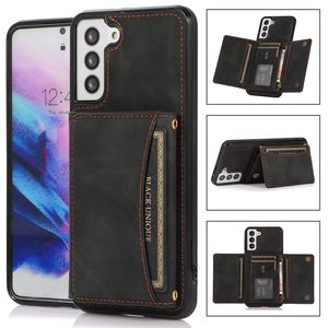 Capas telefônicas para slot de cartão de couro para Samsung Galaxy A13 A33 A53 A51 A71 5G S22 S21 S20 S10 PLUS Ultra Kickstand Capa protetora à prova de choque