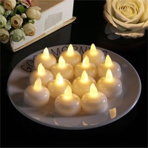 12Pcs LED Fake Candle with Battery Night Decoration Floating Induction Luminous Electronic Candles Waterproof Lot of Candle Set 220524