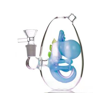 Più nuovo Bong di vetro per becher di design a forma di uovo 14mm Femmina Joint Oil Dab Rigs Tubi d'acqua riciclatori spessi con tubo per bruciatore a nafta in vetro Dhl Free
