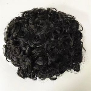 Hand tied Indian human virgin hair replacement full lace 19mm curl male toupees for black man in America fast express