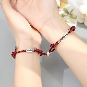 2pcs/set Boy Girl Couple Sun Moon Alloy Paired Bracelet For Lovers Distance Heart Magnet Braslet Charm Jewelry Lover Gift Link Chain