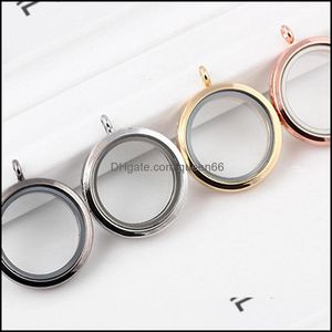 locket necklace Lockets Necklaces Pendants Jewelry Alloy Round Floating Pendant For Women Men Po Living Memory Glass Charm Necklace Fashi Dhk2G