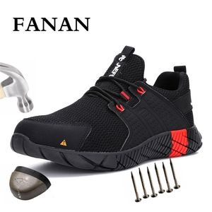 Fanan Men Safety Shoes Breattable Light Steel Toe Antismashing Mens Construction Boots Work Sneakers Y200915
