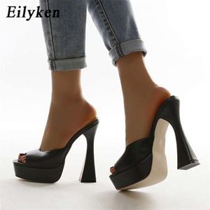 Eilyken Fashion Design Platform Slipper Gladiator Sandals Spike High Heels Summer Peep Toe Pumps Party Shoes 210928