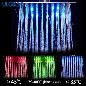 LED Rainfall Shower Spray 1216 tum Chromebrushed Nickel Rostfritt stål Duschhuvud Wallceiling Mount Hot Cold Mixer Tap 201105